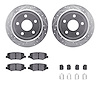 7312-42035 Drilled/Slotted Brake Rotor with 3000-Series Ceramic Brake Pads Kit & Hardware [Silver], 2007-2018 Mopar, Position: R - image 1