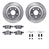 7312-42038 Drilled/Slotted Brake Rotor with 3000-Series Ceramic Brake Pads Kit & Hardware [Silver], Fits Select Mopar, Position: - image 1