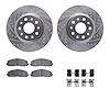 7312-42040 Drilled/Slotted Brake Rotor with 3000-Series Ceramic Brake Pads Kit & Hardware [Silver], Fits Select Mopar, Position: - image 1