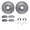 7312-42041 Drilled/Slotted Brake Rotor with 3000-Series Ceramic Brake Pads Kit & Hardware [Silver], 2015-2015 Mopar, Position: F - image 1
