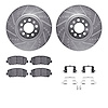 7312-42042 Drilled/Slotted Brake Rotor with 3000-Series Ceramic Brake Pads Kit & Hardware [Silver], Fits Select Mopar, Position: - image 1
