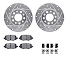 7312-42046 Drilled/Slotted Brake Rotor with 3000-Series Ceramic Brake Pads Kit & Hardware [Silver], Fits Select Mopar, Position: - image 1