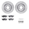 7312-42049 Drilled/Slotted Brake Rotor with 3000-Series Ceramic Brake Pads Kit & Hardware [Silver], Fits Select Mopar, Position: - image 1