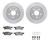 7312-42050 Drilled/Slotted Brake Rotor with 3000-Series Ceramic Brake Pads Kit & Hardware [Silver], Fits Select Mopar, Position: - image 1