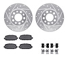 7312-42052 Drilled/Slotted Brake Rotor with 3000-Series Ceramic Brake Pads Kit & Hardware [Silver], Fits Select Mopar, Position: - image 1