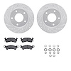 7312-45002 Drilled/Slotted Brake Rotor with 3000-Series Ceramic Brake Pads Kit & Hardware [Silver], 1977-1978 GM, Position: Rear - image 1