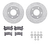 7312-45003 Drilled/Slotted Brake Rotor with 3000-Series Ceramic Brake Pads Kit & Hardware [Silver], 1979-1980 GM, Position: Rear - image 1