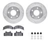 7312-45004 Drilled/Slotted Brake Rotor with 3000-Series Ceramic Brake Pads Kit & Hardware [Silver], 1983-1990 GM, Position: Fron - image 1