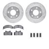 7312-45005 Drilled/Slotted Brake Rotor with 3000-Series Ceramic Brake Pads Kit & Hardware [Silver], 1990-1996 GM, Position: Fron - image 1