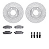 7312-45009 Drilled/Slotted Brake Rotor with 3000-Series Ceramic Brake Pads Kit & Hardware [Silver], 1994-2001 GM, Position: Fron - image 1