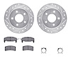 7312-45010 Drilled/Slotted Brake Rotor with 3000-Series Ceramic Brake Pads Kit & Hardware [Silver], 1988-1994 GM, Position: Rear - image 1