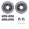 7312-45011 Drilled/Slotted Brake Rotor with 3000-Series Ceramic Brake Pads Kit & Hardware [Silver], 2006-2010 GM, Position: Rear - image 1