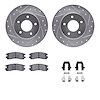 7312-45013 Drilled/Slotted Brake Rotor with 3000-Series Ceramic Brake Pads Kit & Hardware [Silver], 1994-1999 GM, Position: Rear - image 1