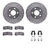 7312-45014 Drilled/Slotted Brake Rotor with 3000-Series Ceramic Brake Pads Kit & Hardware [Silver], 2000-2005 GM, Position: Rear - image 1