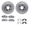 7312-45016 Drilled/Slotted Brake Rotor with 3000-Series Ceramic Brake Pads Kit & Hardware [Silver], 1998-2002 GM, Position: Fron - image 1