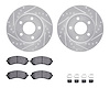 7312-45018 Drilled/Slotted Brake Rotor with 3000-Series Ceramic Brake Pads Kit & Hardware [Silver], 2001-2007 GM, Position: Fron - image 1