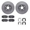 7312-45022 Drilled/Slotted Brake Rotor with 3000-Series Ceramic Brake Pads Kit & Hardware [Silver], 2010-2020 GM, Position: Fron - image 1
