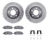 7312-45024 Drilled/Slotted Brake Rotor with 3000-Series Ceramic Brake Pads Kit & Hardware [Silver], 2006-2011 GM, Position: Rear - image 1
