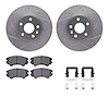 7312-45025 Drilled/Slotted Brake Rotor with 3000-Series Ceramic Brake Pads Kit & Hardware [Silver], 2010-2015 GM, Position: Fron - image 1
