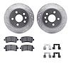 7312-45026 Drilled/Slotted Brake Rotor with 3000-Series Ceramic Brake Pads Kit & Hardware [Silver], 2011-2016 GM, Position: Rear - image 1