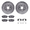 7312-45027 Drilled/Slotted Brake Rotor with 3000-Series Ceramic Brake Pads Kit & Hardware [Silver], 2013-2017 GM, Position: Fron - image 1