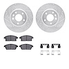 7312-45028 Drilled/Slotted Brake Rotor with 3000-Series Ceramic Brake Pads Kit & Hardware [Silver], 2011-2017 GM, Position: Fron - image 1