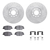 7312-45031 Drilled/Slotted Brake Rotor with 3000-Series Ceramic Brake Pads Kit & Hardware [Silver], 2016-2020 GM, Position: Fron - image 1