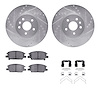 7312-45032 Drilled/Slotted Brake Rotor with 3000-Series Ceramic Brake Pads Kit & Hardware [Silver], Fits Select GM, Position: Fr - image 1