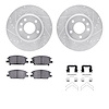 7312-45033 Drilled/Slotted Brake Rotor with 3000-Series Ceramic Brake Pads Kit & Hardware [Silver], 2016-2020 GM, Position: Fron - image 1