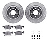 7312-45034 Drilled/Slotted Brake Rotor with 3000-Series Ceramic Brake Pads Kit & Hardware [Silver], 2016-2018 GM, Position: Rear - image 1
