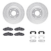 7312-46013 Drilled/Slotted Brake Rotor with 3000-Series Ceramic Brake Pads Kit & Hardware [Silver], 2010-2013 GM, Position: Fron - image 1