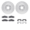 7312-46016 Drilled/Slotted Brake Rotor with 3000-Series Ceramic Brake Pads Kit & Hardware [Silver], 2005-2009 GM, Position: Fron - image 1