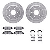 7312-46018 Drilled/Slotted Brake Rotor with 3000-Series Ceramic Brake Pads Kit & Hardware [Silver], 1997-2013 GM, Position: Rear - image 1