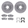 7312-46020 Drilled/Slotted Brake Rotor with 3000-Series Ceramic Brake Pads Kit & Hardware [Silver], 2003-2003 GM, Position: Fron - image 1