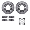7312-46022 Drilled/Slotted Brake Rotor with 3000-Series Ceramic Brake Pads Kit & Hardware [Silver], 2000-2011 GM, Position: Rear - image 1