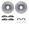 7312-46024 Drilled/Slotted Brake Rotor with 3000-Series Ceramic Brake Pads Kit & Hardware [Silver], 2003-2007 GM, Position: Fron - image 1
