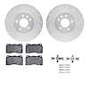 7312-46027 Drilled/Slotted Brake Rotor with 3000-Series Ceramic Brake Pads Kit & Hardware [Silver], 2013-2019 GM, Position: Fron - image 1