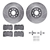 7312-46028 Drilled/Slotted Brake Rotor with 3000-Series Ceramic Brake Pads Kit & Hardware [Silver], 2014-2020 GM, Position: Fron - image 1