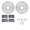 7312-46031 Drilled/Slotted Brake Rotor with 3000-Series Ceramic Brake Pads Kit & Hardware [Silver], 2004-2011 GM, Position: Fron - image 1