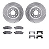 7312-46034 Drilled/Slotted Brake Rotor with 3000-Series Ceramic Brake Pads Kit & Hardware [Silver], 2004-2008 GM, Position: Fron - image 1