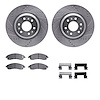 7312-46035 Drilled/Slotted Brake Rotor with 3000-Series Ceramic Brake Pads Kit & Hardware [Silver], 2004-2009 GM, Position: Fron - image 1