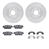 7312-46036 Drilled/Slotted Brake Rotor with 3000-Series Ceramic Brake Pads Kit & Hardware [Silver], 2005-2011 GM, Position: Rear - image 1