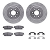 7312-46037 Drilled/Slotted Brake Rotor with 3000-Series Ceramic Brake Pads Kit & Hardware [Silver], 2004-2009 GM, Position: Rear - image 1