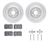 7312-46038 Drilled/Slotted Brake Rotor with 3000-Series Ceramic Brake Pads Kit & Hardware [Silver], 2004-2011 GM, Position: Rear - image 1