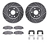 7312-46042 Drilled/Slotted Brake Rotor with 3000-Series Ceramic Brake Pads Kit & Hardware [Silver], 2008-2014 GM, Position: Fron - image 1