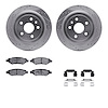 7312-46044 Drilled/Slotted Brake Rotor with 3000-Series Ceramic Brake Pads Kit & Hardware [Silver], 2008-2015 GM, Position: Rear - image 1