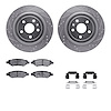 7312-46045 Drilled/Slotted Brake Rotor with 3000-Series Ceramic Brake Pads Kit & Hardware [Silver], 2008-2014 GM, Position: Rear - image 1