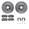 7312-46047 Drilled/Slotted Brake Rotor with 3000-Series Ceramic Brake Pads Kit & Hardware [Silver], 2011-2017 GM, Position: Fron - image 1