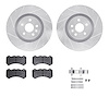 7312-46048 Drilled/Slotted Brake Rotor with 3000-Series Ceramic Brake Pads Kit & Hardware [Silver], 2009-2015 GM, Position: Fron - image 1
