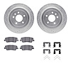 7312-46056 Drilled/Slotted Brake Rotor with 3000-Series Ceramic Brake Pads Kit & Hardware [Silver], 2013-2019 GM, Position: Rear - image 1